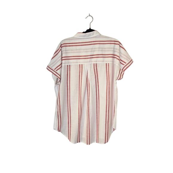 Good Threads Womens Striped Top Size Large White & Red Button Up Preppy Casual - Picture 2 of 13